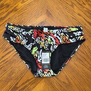 BOGO Ocean Blues  Full Coverage Bikini Bottom Mid Rise Ruched Sides Swim Bottoms